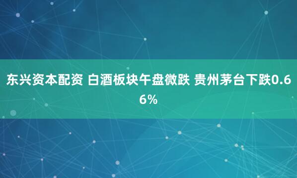 东兴资本配资 白酒板块午盘微跌 贵州茅台下跌0.66%