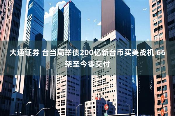 大通证券 台当局举债200亿新台币买美战机 66架至今零交付